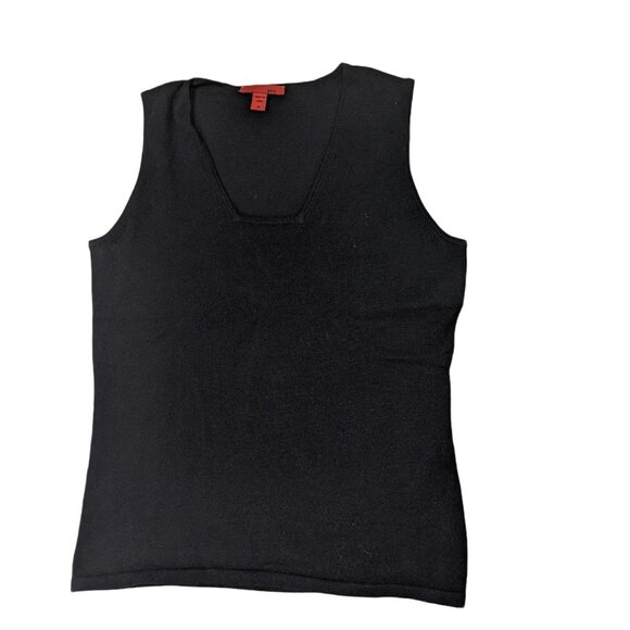 Red Medium Sleeveless Black 71% viscose/29% nylon  Knit Top  41b - Picture 4 of 9